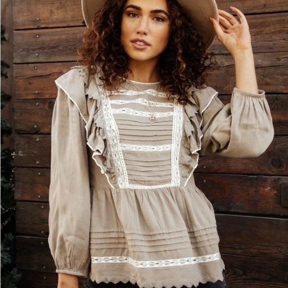 Bohme Beige Ruffled Blouse - Picture 2 of 9
